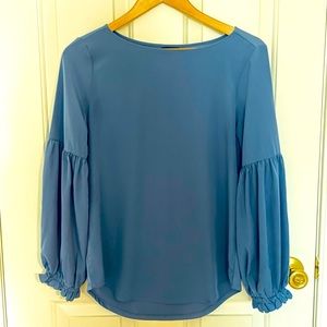 Ann Taylor Ballon-Sleeved Blouse. Colonial Blue, Sz S.